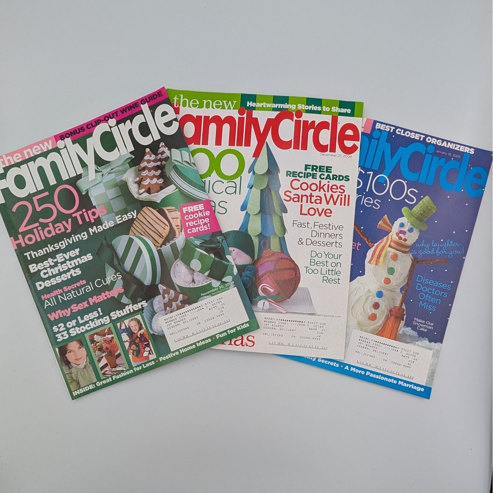 Vintage Family Circle Magazine Lot 2004 2005 Holiday Recipes Decor Y2K 3 Issues